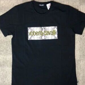 Roberto Cavalli Snake-Print Logo Tee | Large